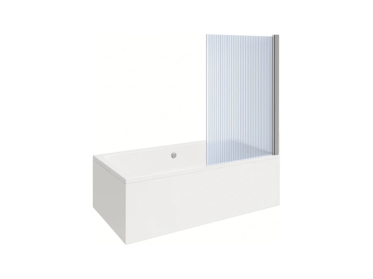 Baignoire rectangulaire VITRA Neon 180x80cm + Pare bain droit AURYS Raywall chromé profilé droite