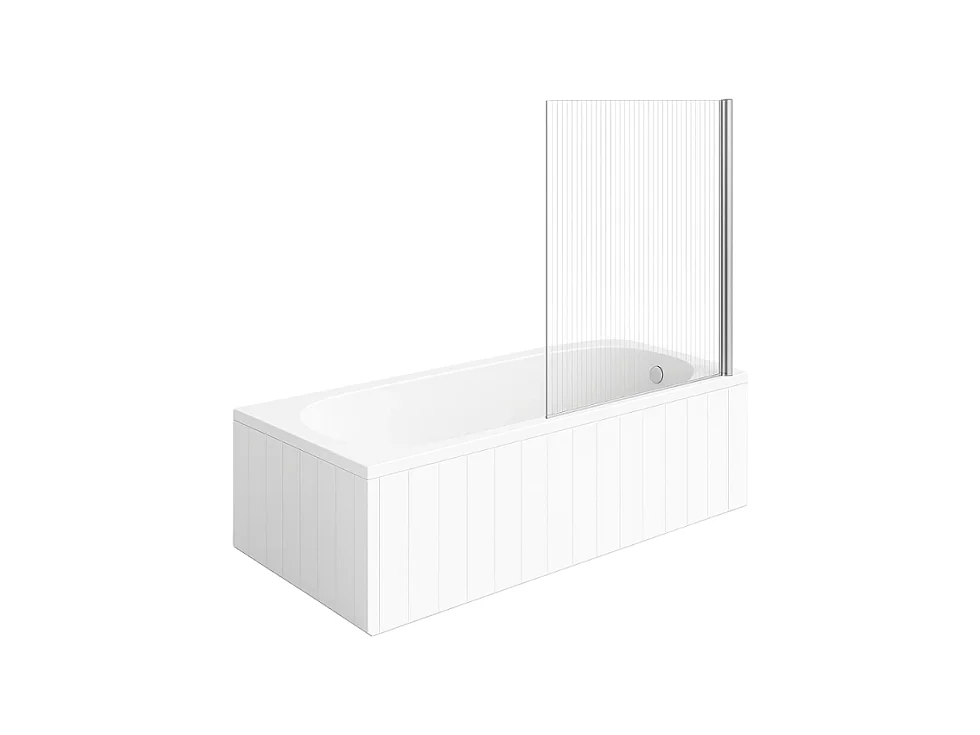 Baignoire Villeroy & Boch O.Novo droite, 160 x 70 cm, Blanc + Pare bain droite Aurys Raywall, chromée