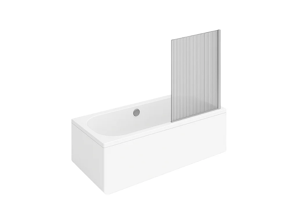 Baignoire droite VILLEROY ET BOCH Oberon quaryl 190 x 90 cm  + Pare bain droite AURYS Raywall chromé