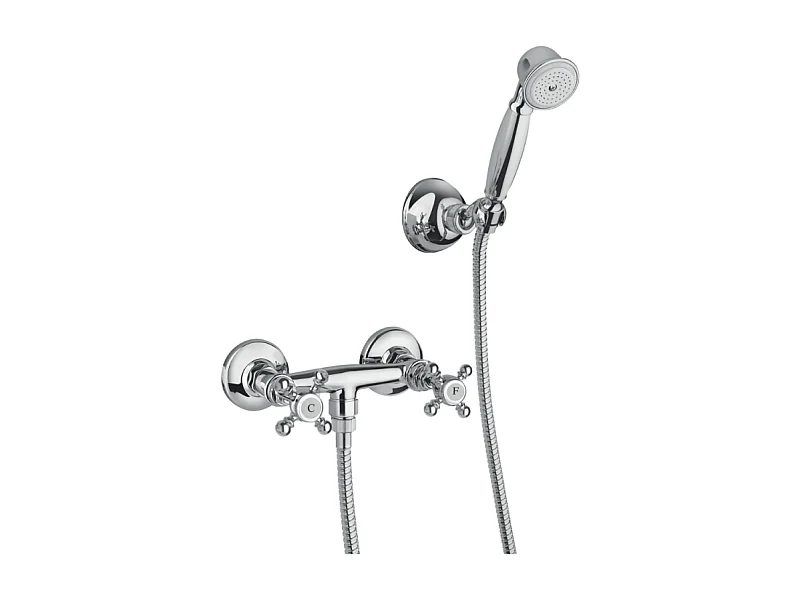 Mélangeur douche + flexible + douchette + support PAINI Tiffany Chromé