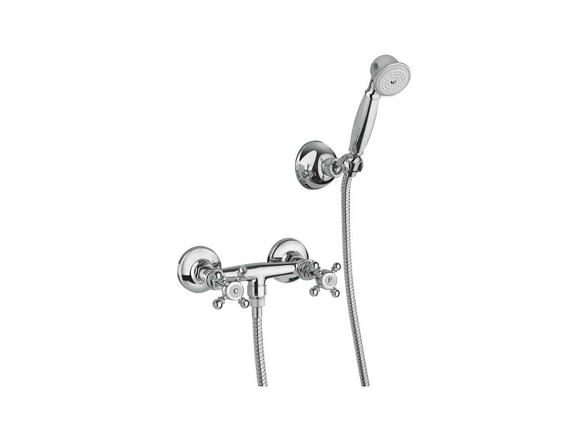 Mélangeur douche + flexible + douchette + support PAINI Tiffany Chromé