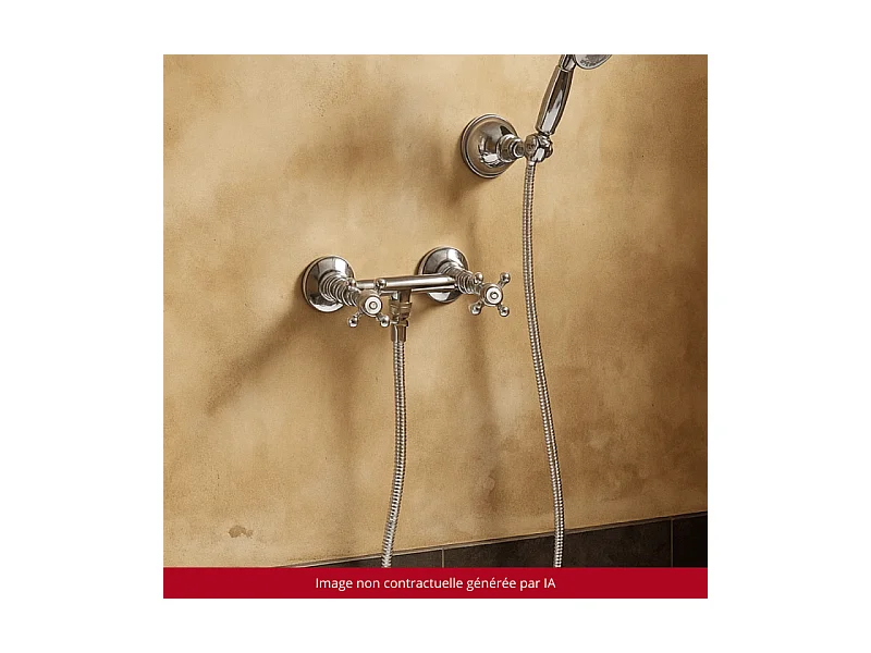 Mélangeur douche + flexible + douchette + support PAINI Tiffany Chromé