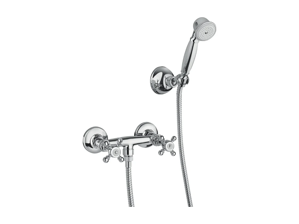 Mélangeur douche + flexible + douchette + support PAINI Tiffany Chromé