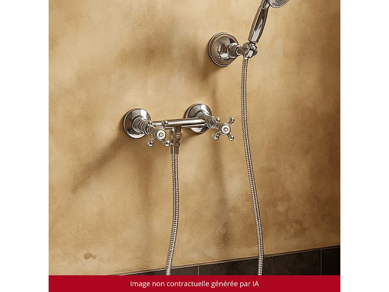 Mélangeur douche + flexible + douchette + support PAINI Tiffany Chromé