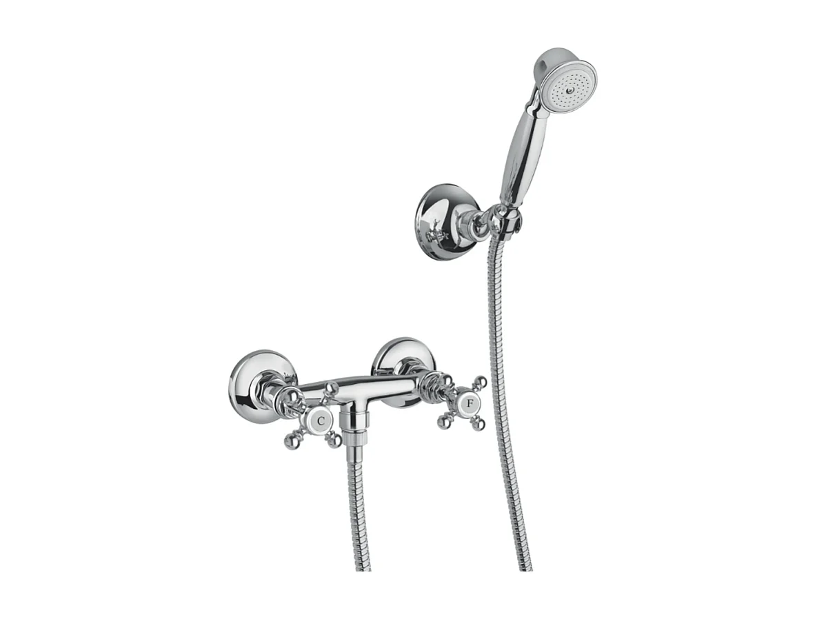 Mélangeur douche + flexible + douchette + support PAINI Tiffany Chromé