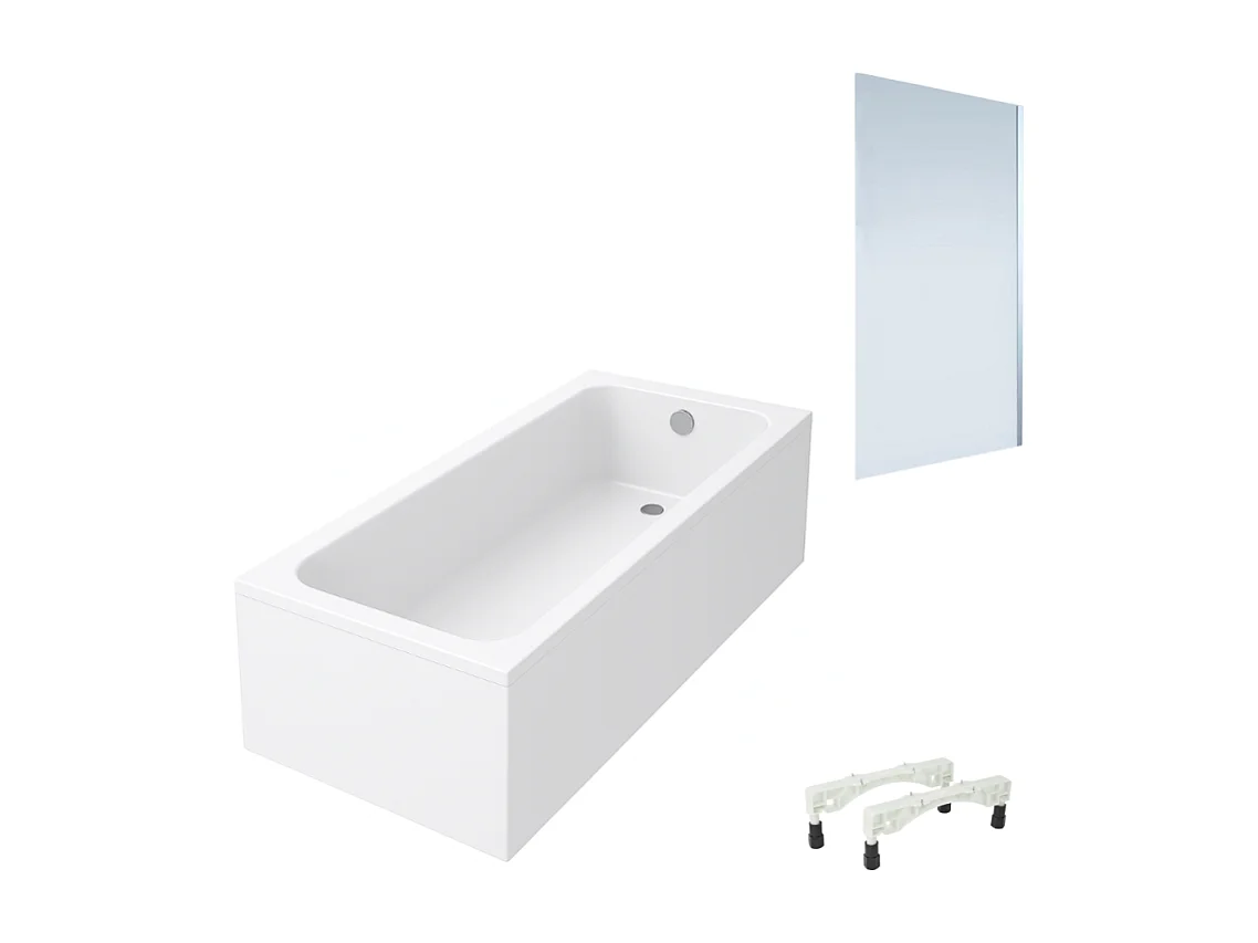 Baignoire droite VILLEROY & BOCH Architectura avec pieds acrylique 150 x 70 cm  + Pare bain droite AURYS Mist 1 chromé