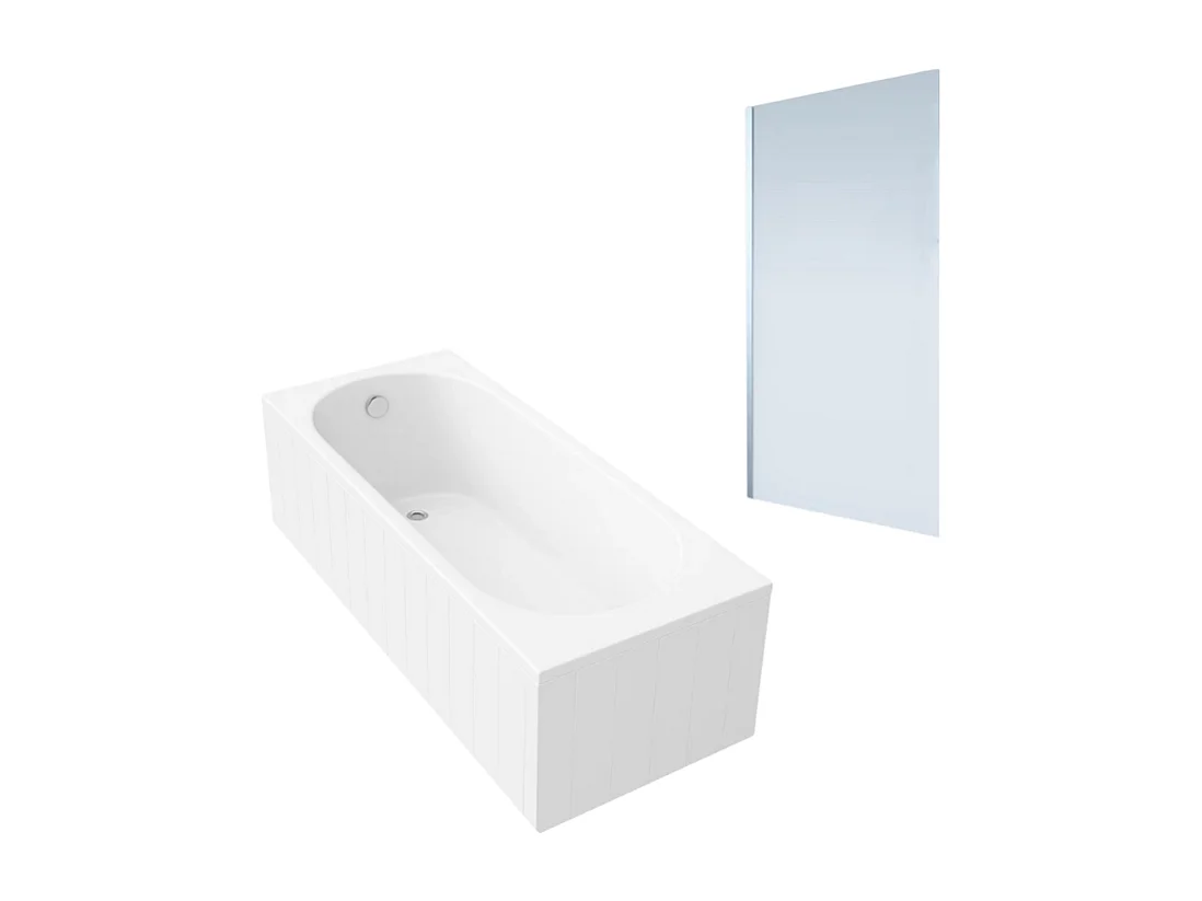 Baignoire droite VILLEROY & BOCH O.Novo 160 x 70 cm Blanc + Pare Bain gauche AURYS Mist 1 chromé