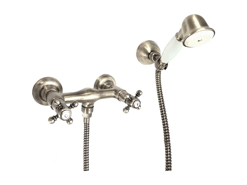 Mélangeur douche + flexible + douchette + support PAINI Tiffany Gris Acier