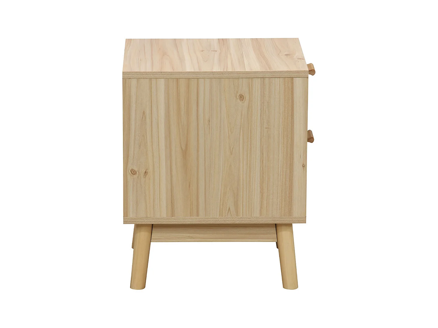 Mesita de noche de 2 cajones de 48x40x39 cm con frente de ratán en color beige Camile