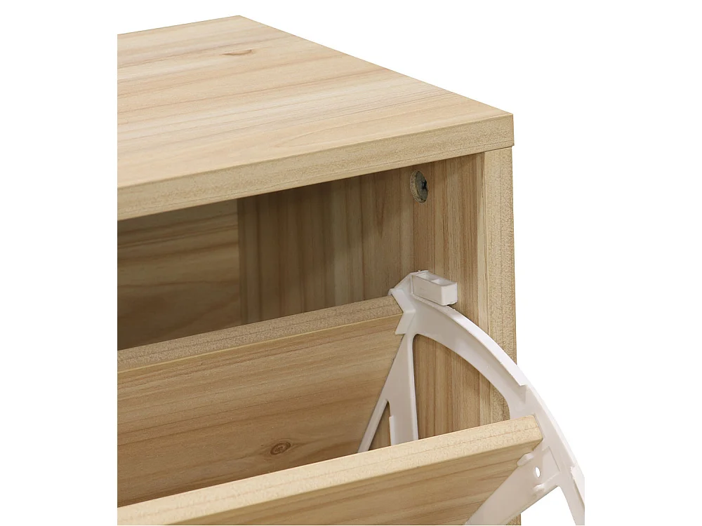 Zapatero de 2 puertas de 82x60x24 cm en tablero de partículas y ratán color beige Camile