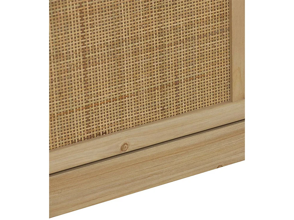 Zapatero de 2 puertas de 82x60x24 cm en tablero de partículas y ratán color beige Camile