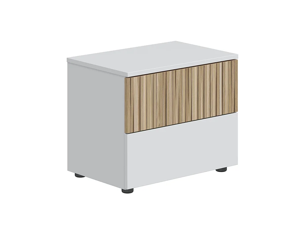 Mesita de noche compacta con 2 cajones de 42x50x34 cm tablero de partículas blanco Edith