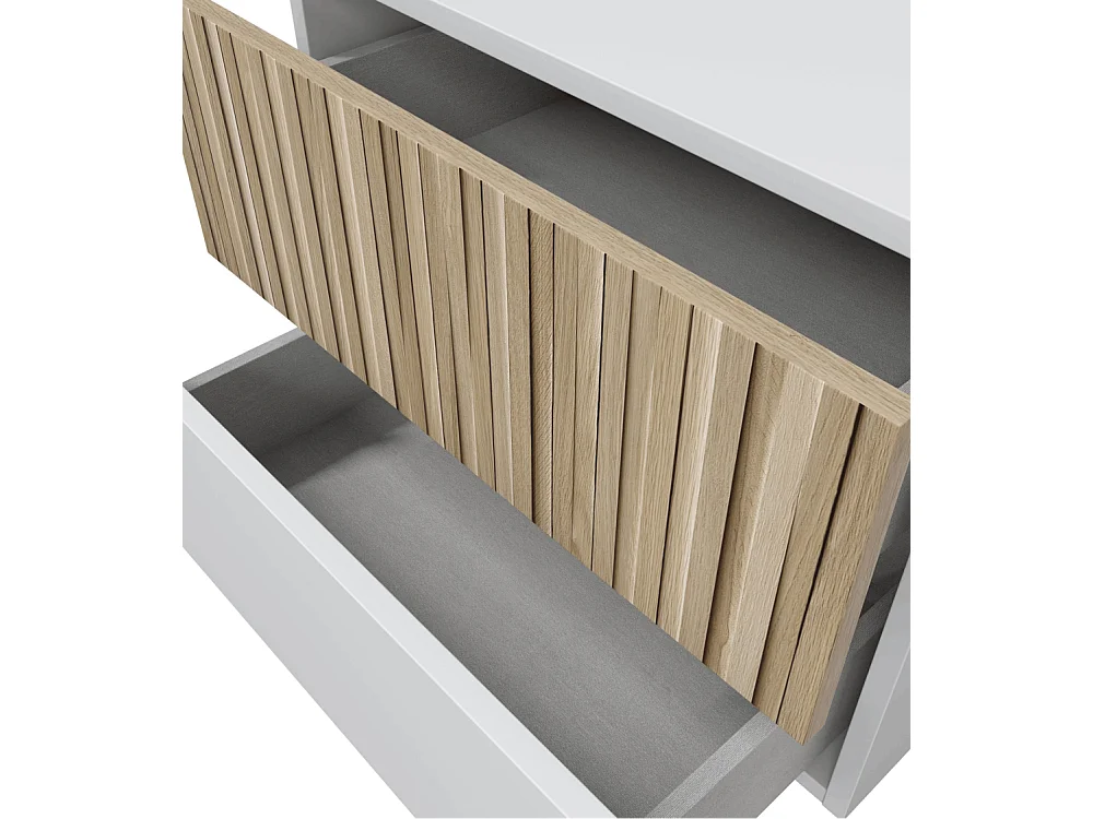 Mesita de noche compacta con 2 cajones de 42x50x34 cm tablero de partículas blanco Edith