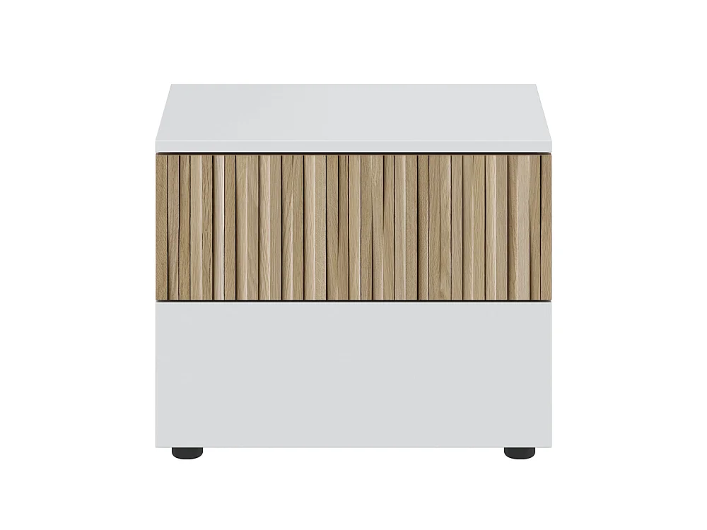 Mesita de noche compacta con 2 cajones de 42x50x34 cm tablero de partículas blanco Edith