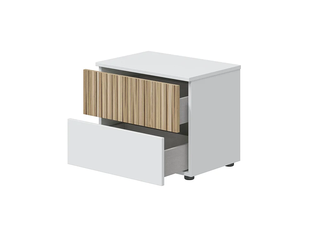 Mesita de noche compacta con 2 cajones de 42x50x34 cm tablero de partículas blanco Edith