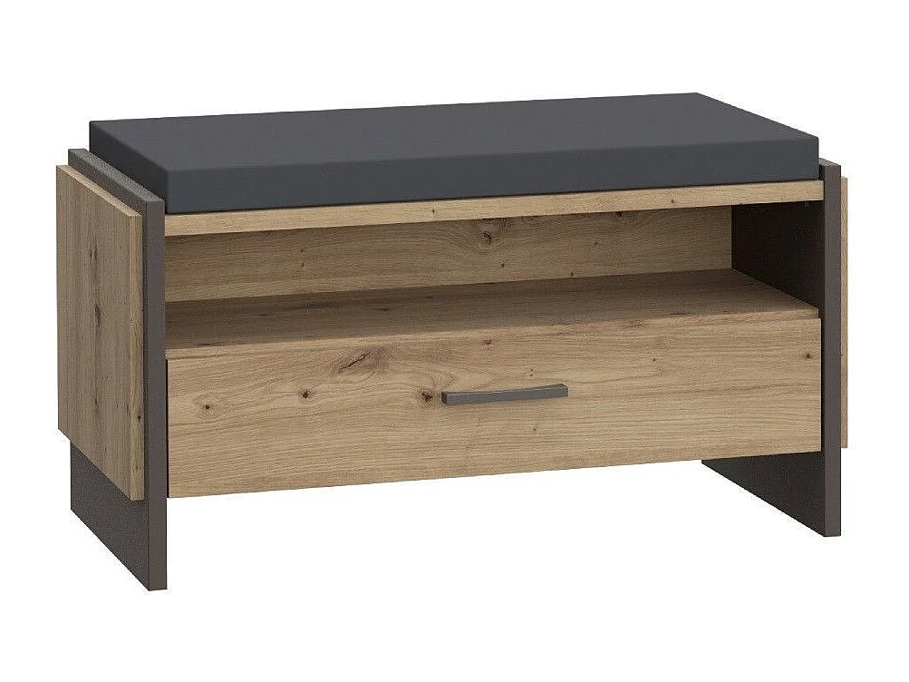 Banco recibidor de 47,9x87,1x41,3 cm de estilo industrial en color roble y antracita Frank