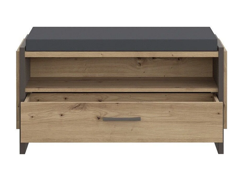 Banco recibidor de 47,9x87,1x41,3 cm de estilo industrial en color roble y antracita Frank