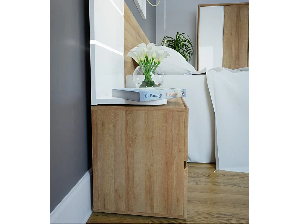 Pack de 2 mesitas de noche de 2 cajones de 48,8x50,2x41,1 cm de laminado color roble Leny