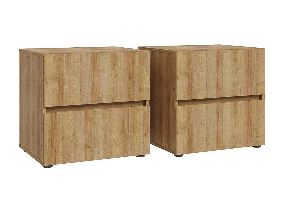 Pack de 2 mesitas de noche de 2 cajones de 48,8x50,2x41,1 cm de laminado color roble Leny