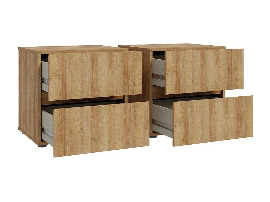 Pack de 2 mesitas de noche de 2 cajones de 48,8x50,2x41,1 cm de laminado color roble Leny