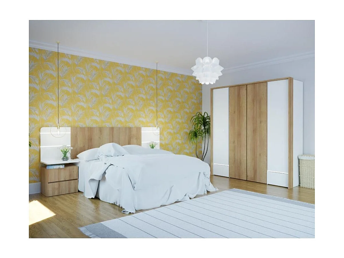 Pack de 2 mesitas de noche de 2 cajones de 48,8x50,2x41,1 cm de laminado color roble Leny