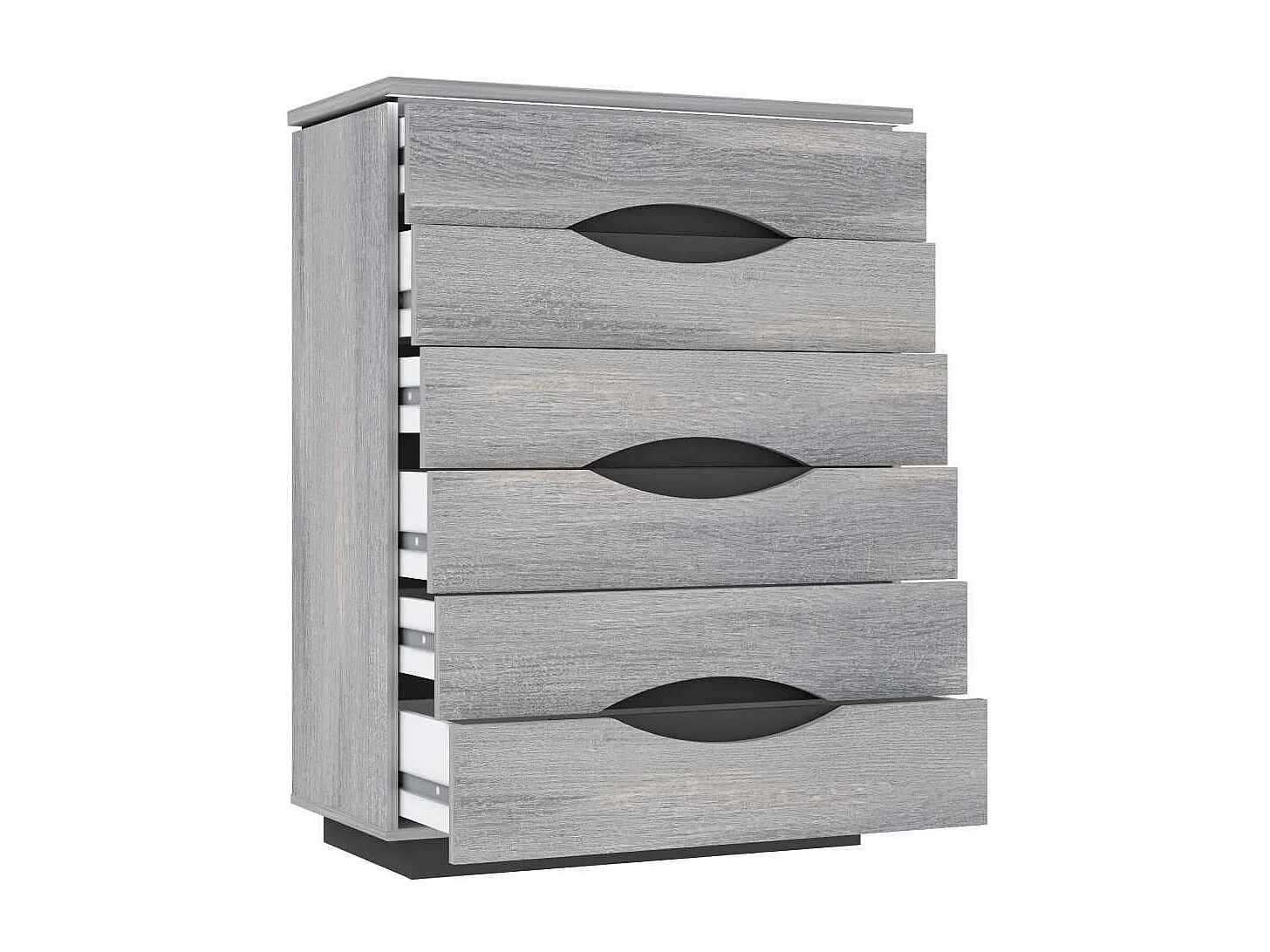 Sinfonier de 6 cajones de 108,5x81,4x41,8 cm con luces led de melamina color gris Saturn
