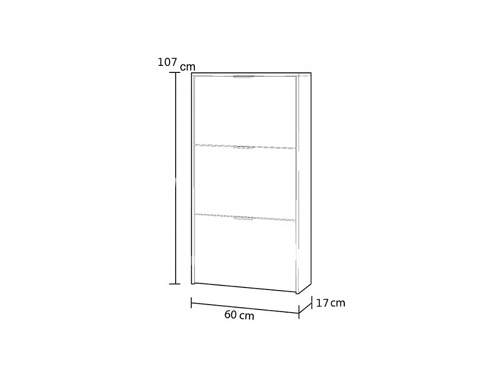 Zapatero de 3 puertas de 107x60x17 cm de diseño moderno de melamina en color blanco Vic