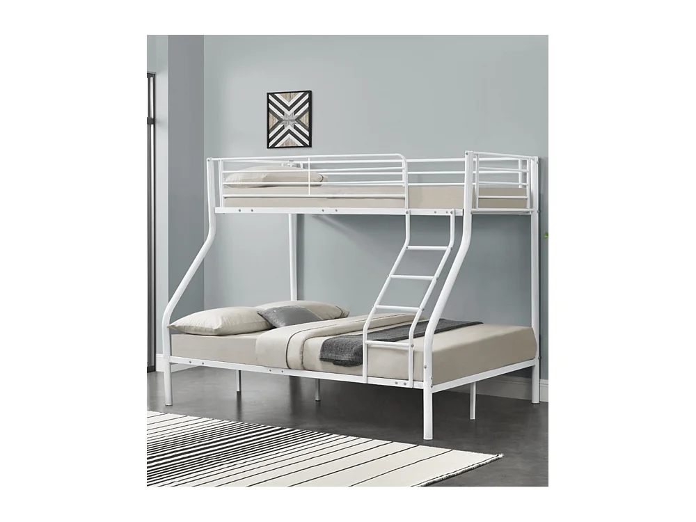 Litera metálica de 152x210x148 cm de 3 plazas con estructura robusta en color blanco Nido