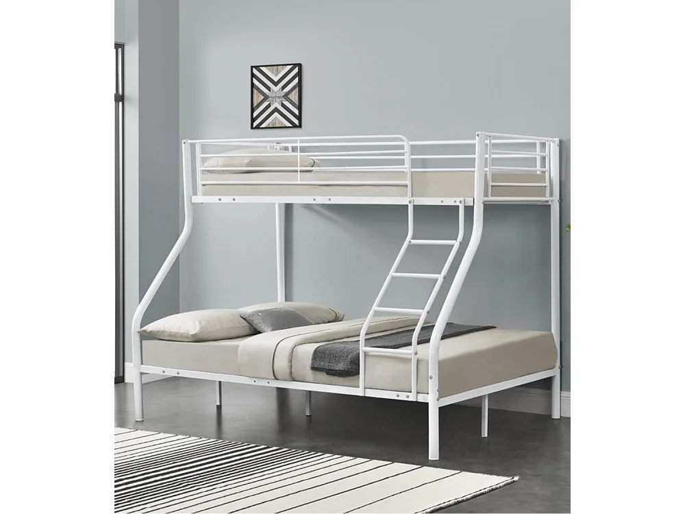 Litera metálica de 152x210x148 cm de 3 plazas con estructura robusta en color blanco Nido