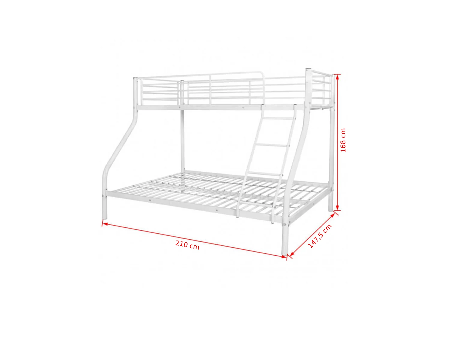 Litera metálica de 168x210x148 cm de 3 plazas con estructura robusta en color blanco Nido