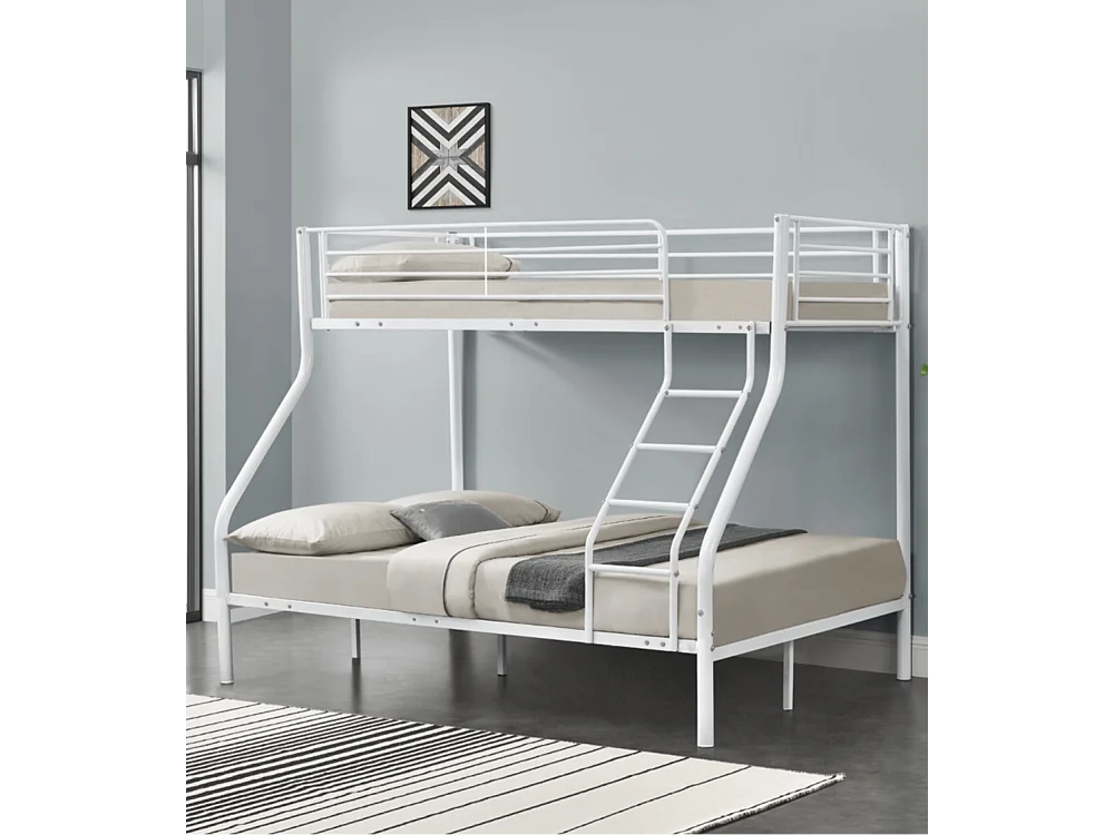 Litera metálica de 152x210x148 cm de 3 plazas con estructura robusta en color blanco Nido