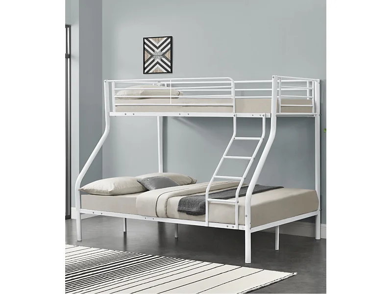 Litera metálica de 152x210x148 cm de 3 plazas con estructura robusta en color blanco Nido