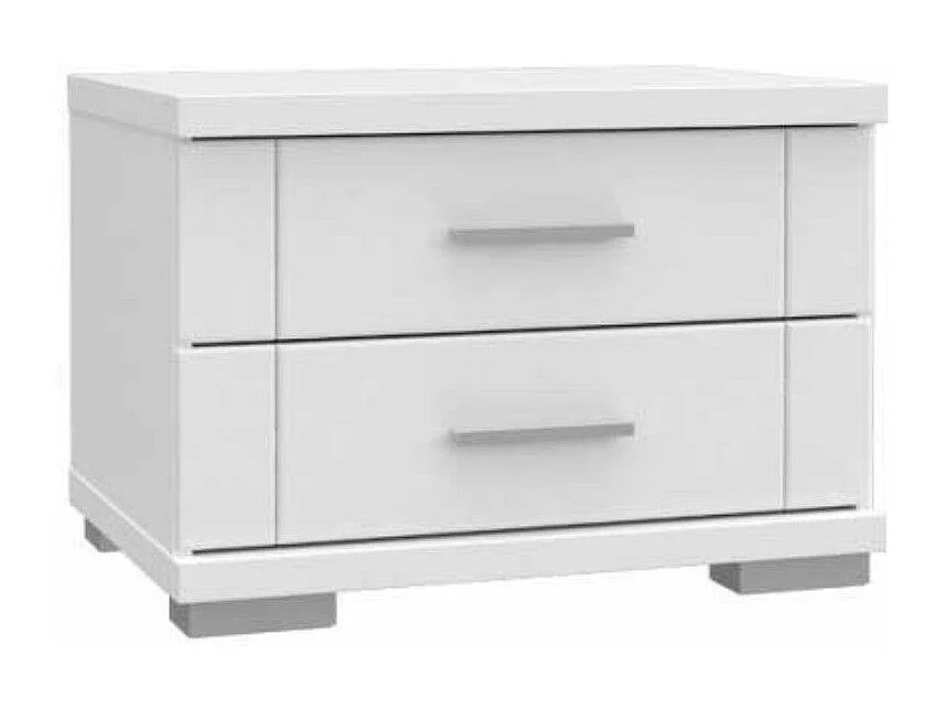 Mesita de noche de 2 cajones de 43x60,4x41,6 cm de tablero aglomerado en color blanco Snow