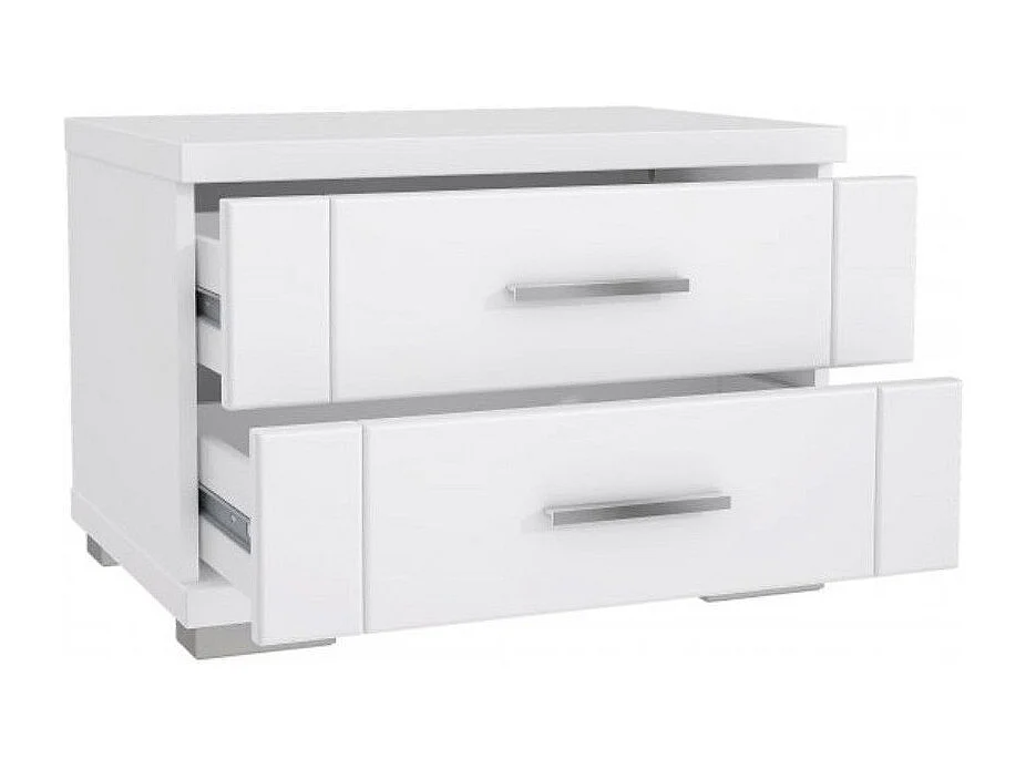 Mesita de noche de 2 cajones de 43x60,4x41,6 cm de tablero aglomerado en color blanco Snow