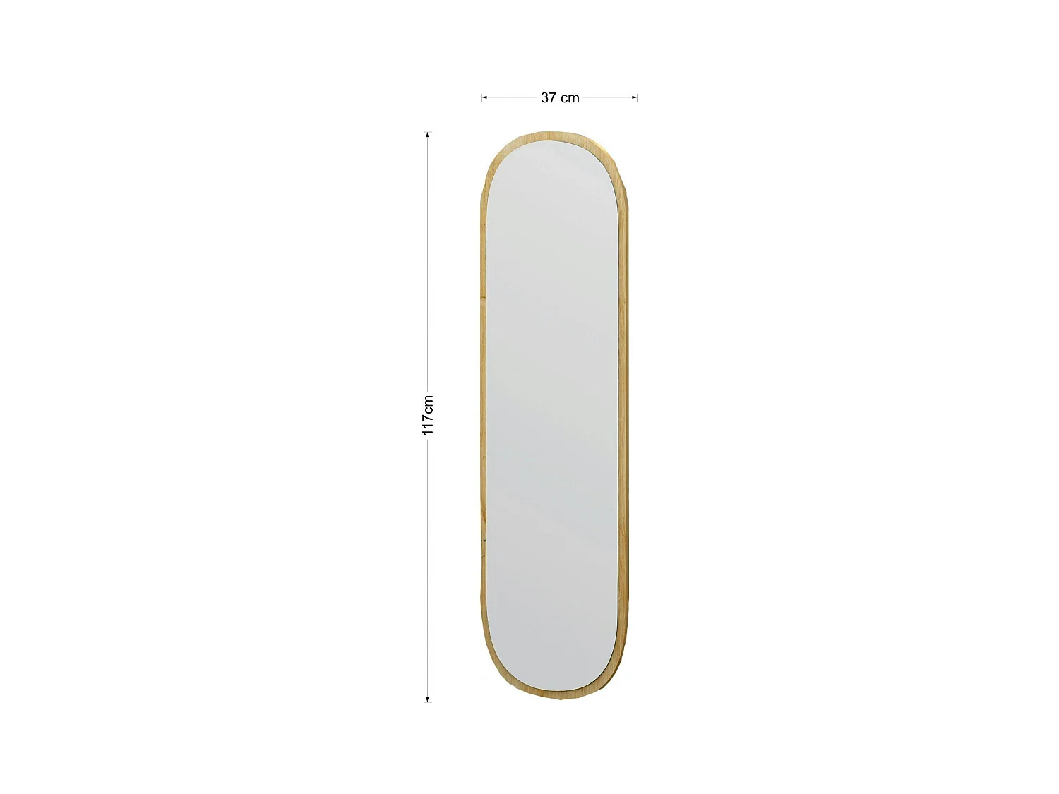 Miroir d'entrée ovale cadre effet bois 117 cm - moderne CODY