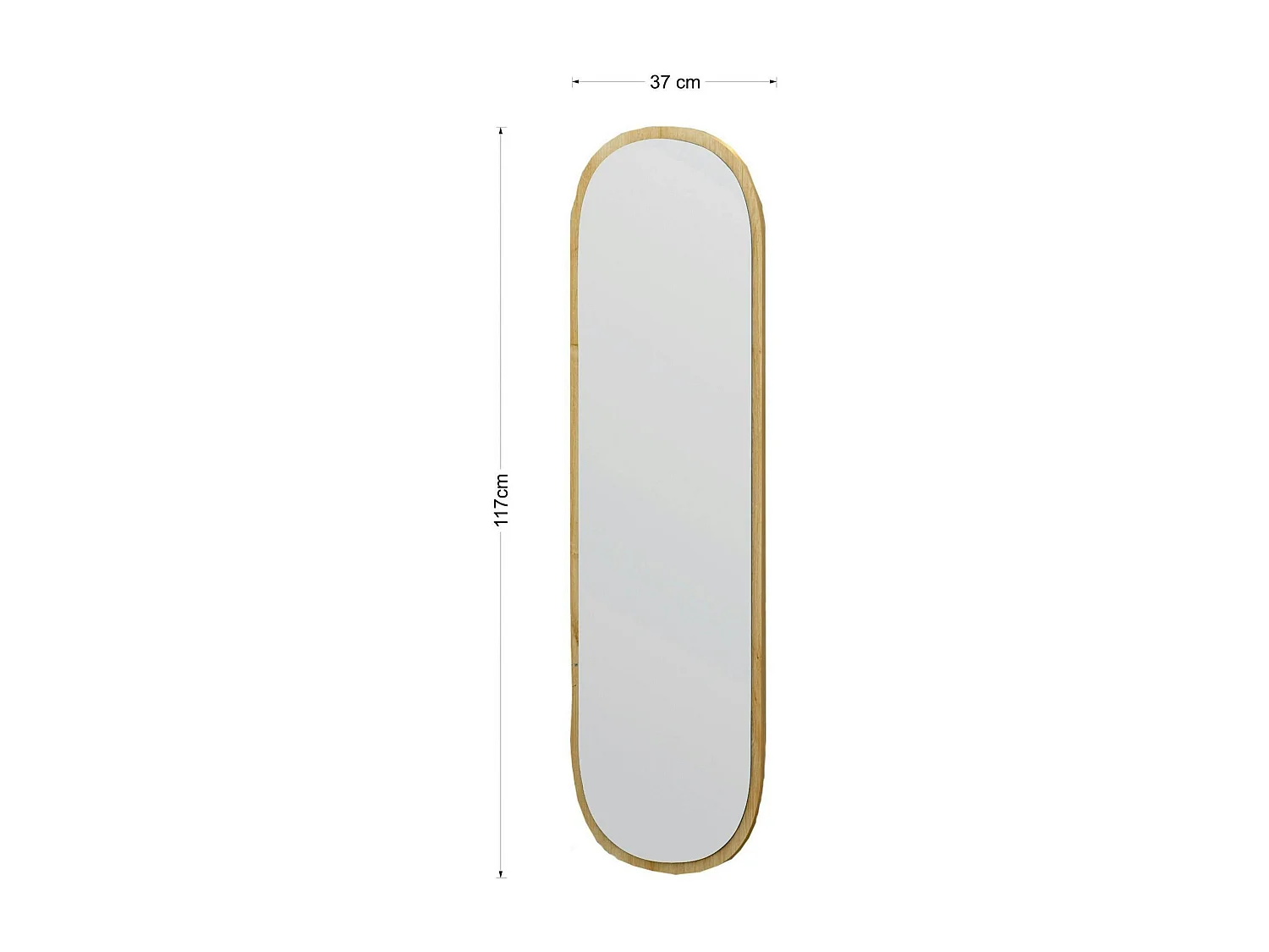 Miroir d'entrée ovale cadre effet bois 117 cm - moderne CODY