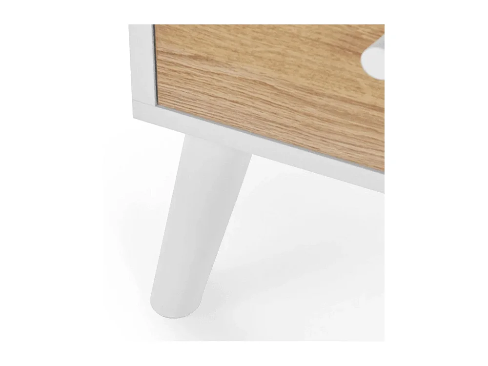 Sinfornier de 6 cajones de 128,4x80x45 cm de diseño escandinavo color blanco y roble Leah