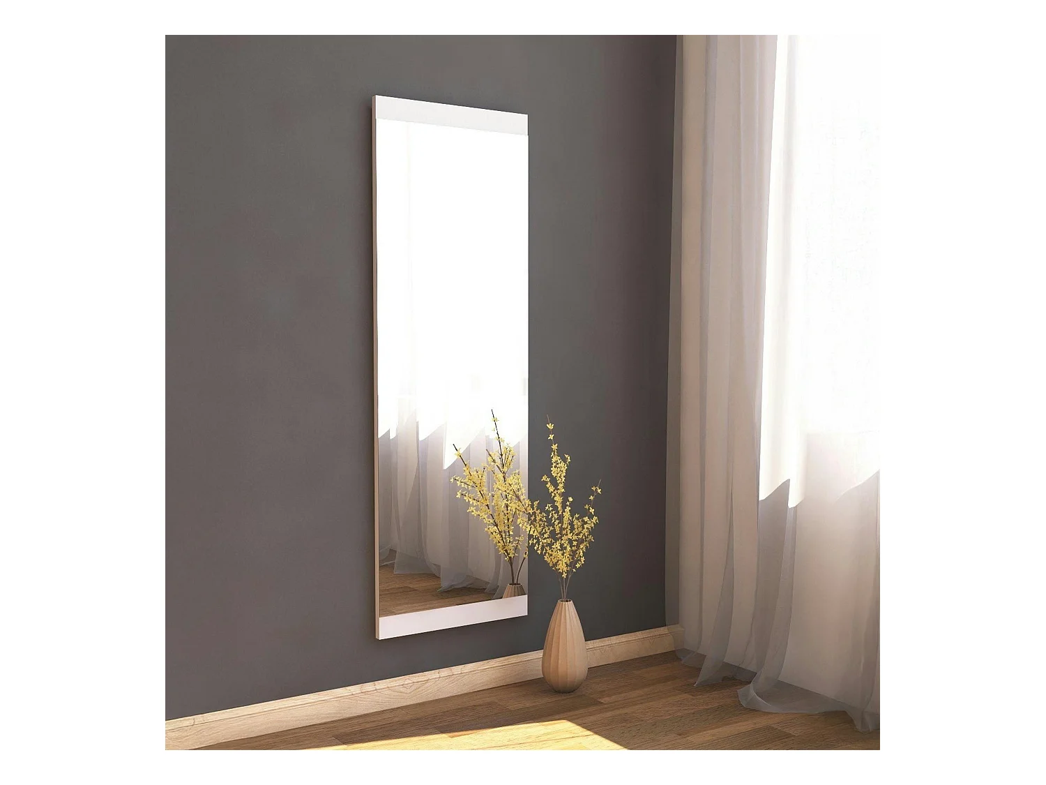 Miroir rectangulaire blanc 120 cm - à poser ou suspendre CODY