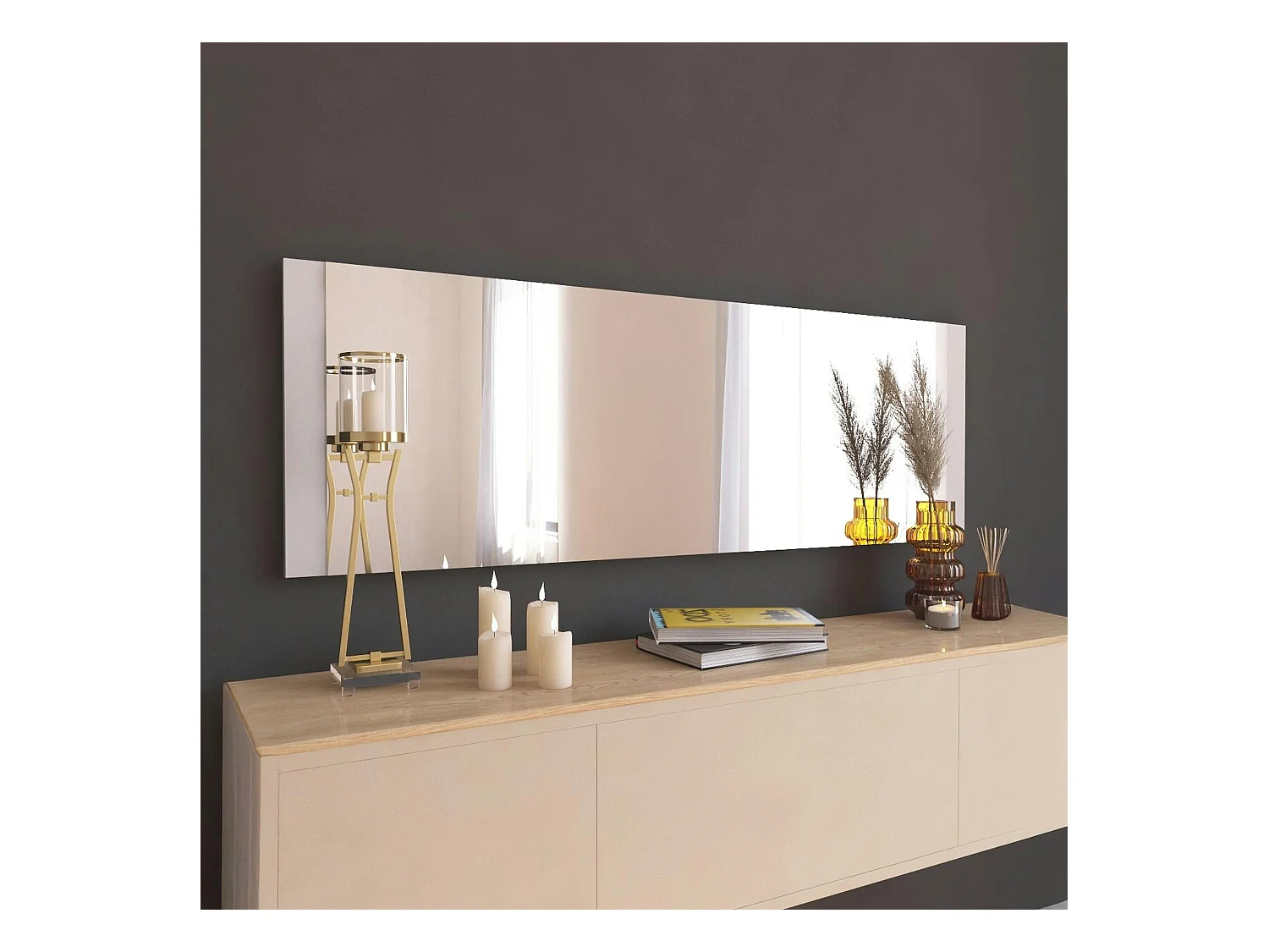Miroir rectangulaire blanc 120 cm - à poser ou suspendre CODY