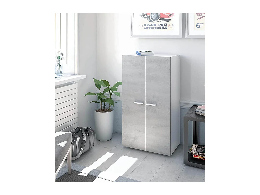 Zapatero de 2 puertas y 6 estantes de 103x55x36 cm con cantos de PVC en color gris Stark