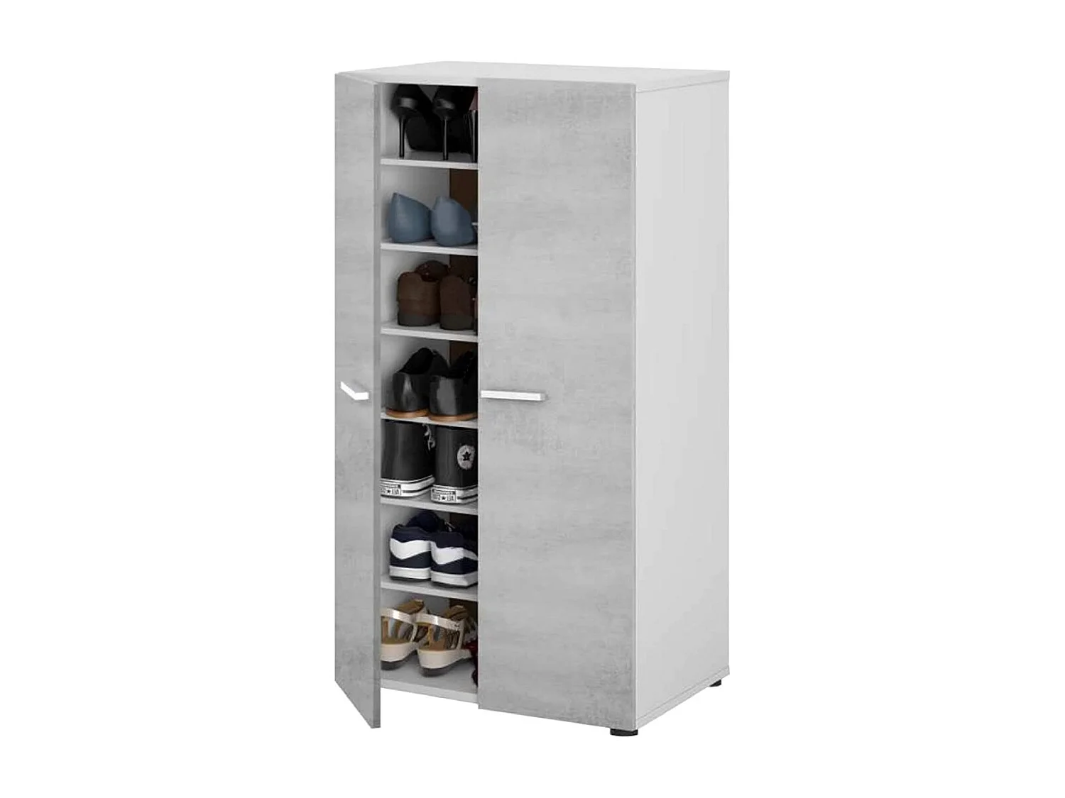 Zapatero de 2 puertas y 6 estantes de 103x55x36 cm con cantos de PVC en color gris Stark