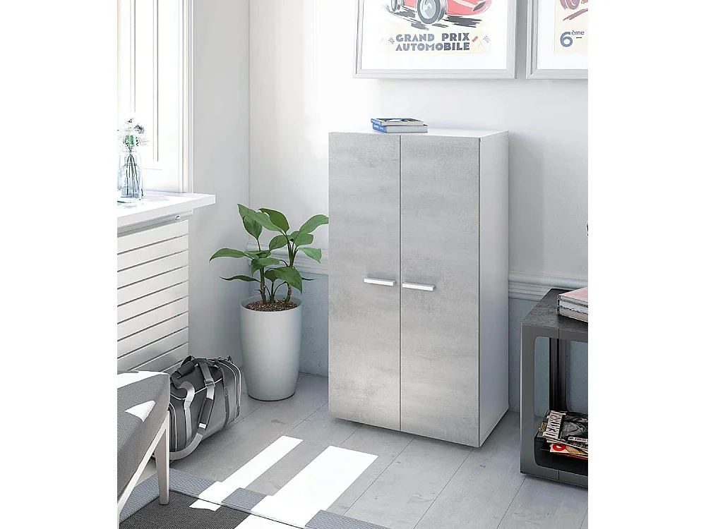 Zapatero de 2 puertas y 6 estantes de 103x55x36 cm con cantos de PVC en color gris Stark