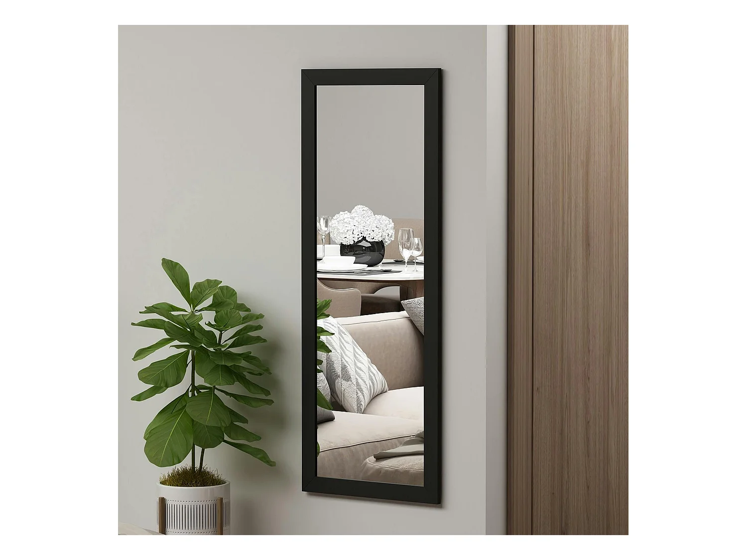 Miroir rectangulaire mural avec cadre noir 105 cm CODY