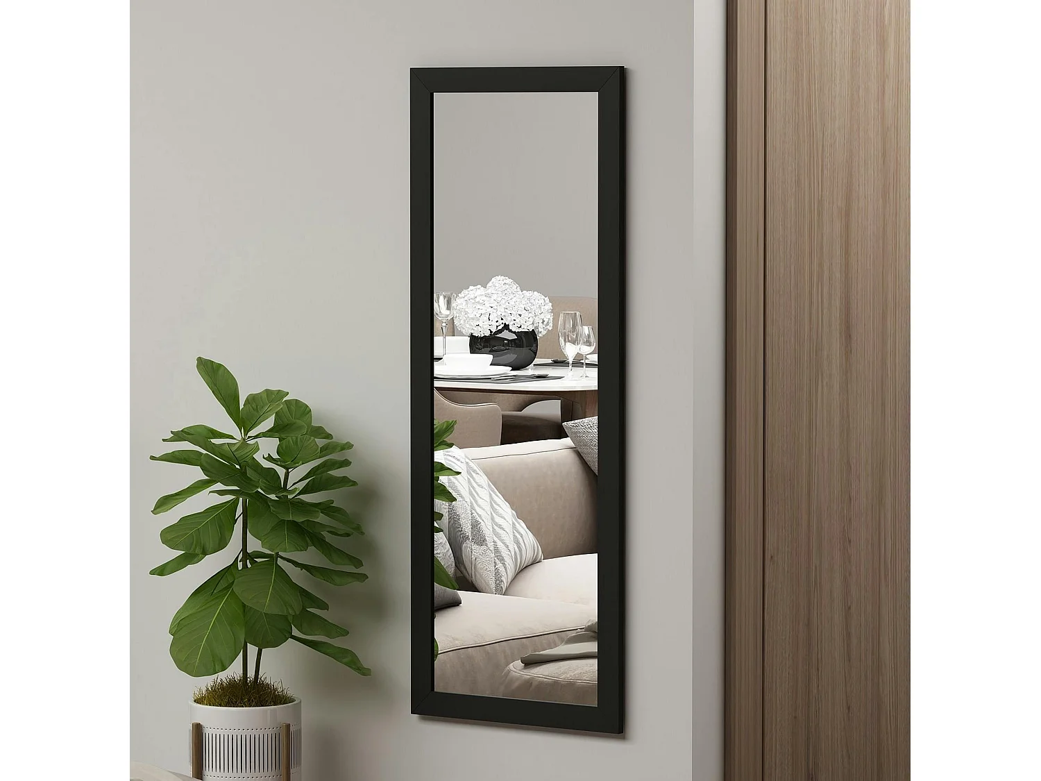 Miroir rectangulaire mural avec cadre noir 105 cm CODY