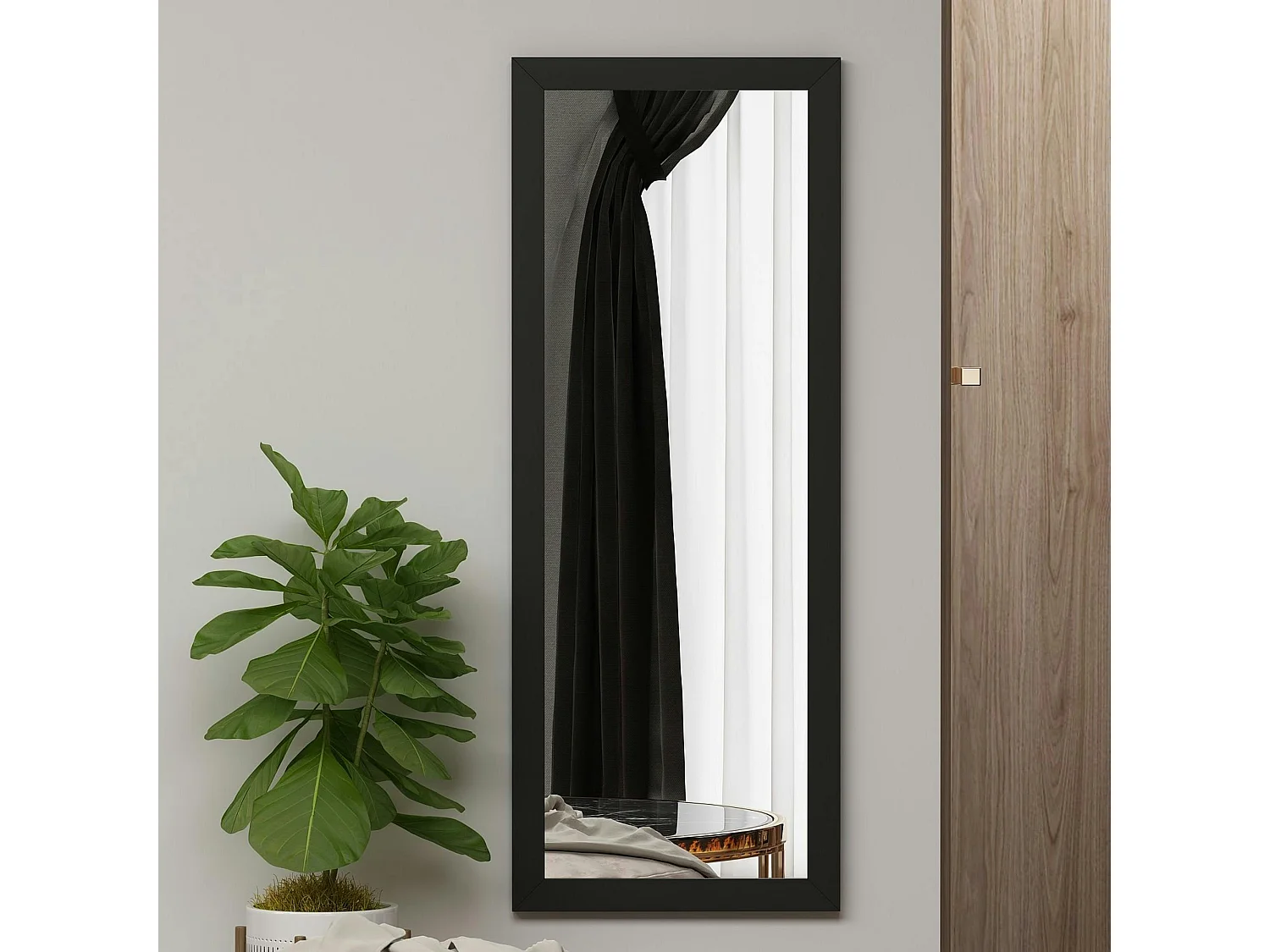 Miroir rectangulaire mural avec cadre noir 105 cm CODY