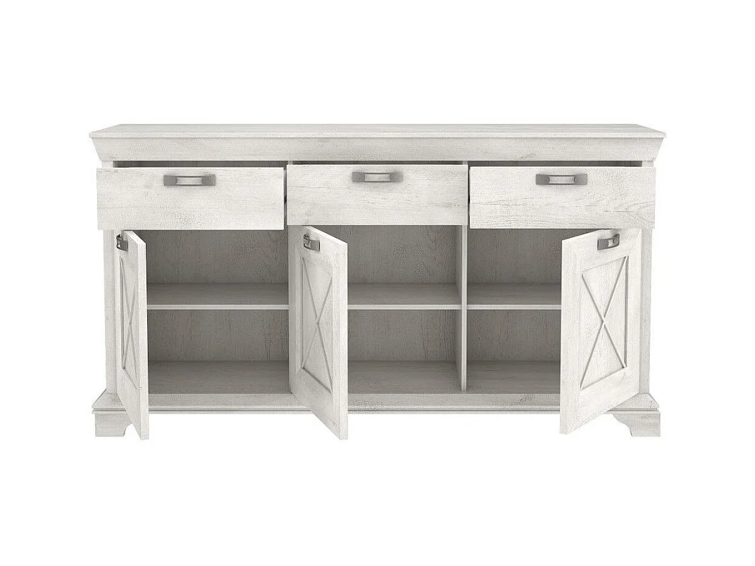 Aparador de salón-comedor de 96,2x177,7x48,3 cm con 3 puertas y 3 cajones blanco Karen