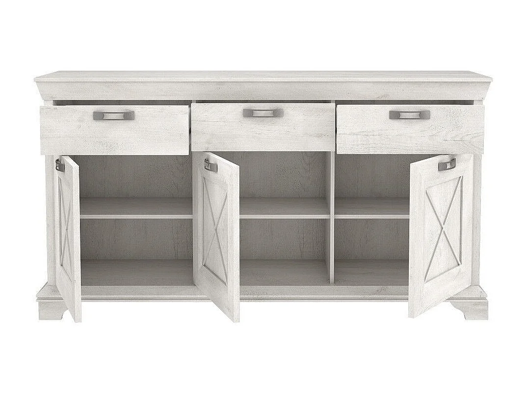 Aparador de salón-comedor de 96,2x177,7x48,3 cm con 3 puertas y 3 cajones blanco Karen