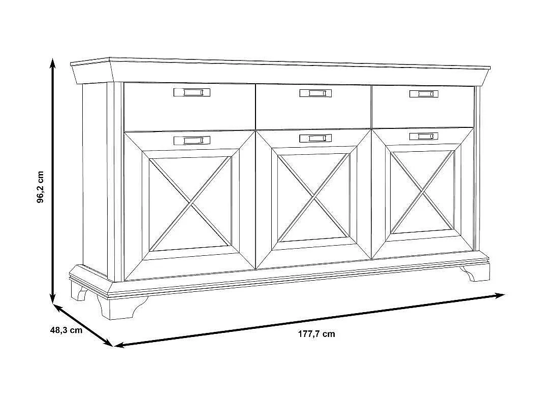Aparador de salón-comedor de 96,2x177,7x48,3 cm con 3 puertas y 3 cajones blanco Karen