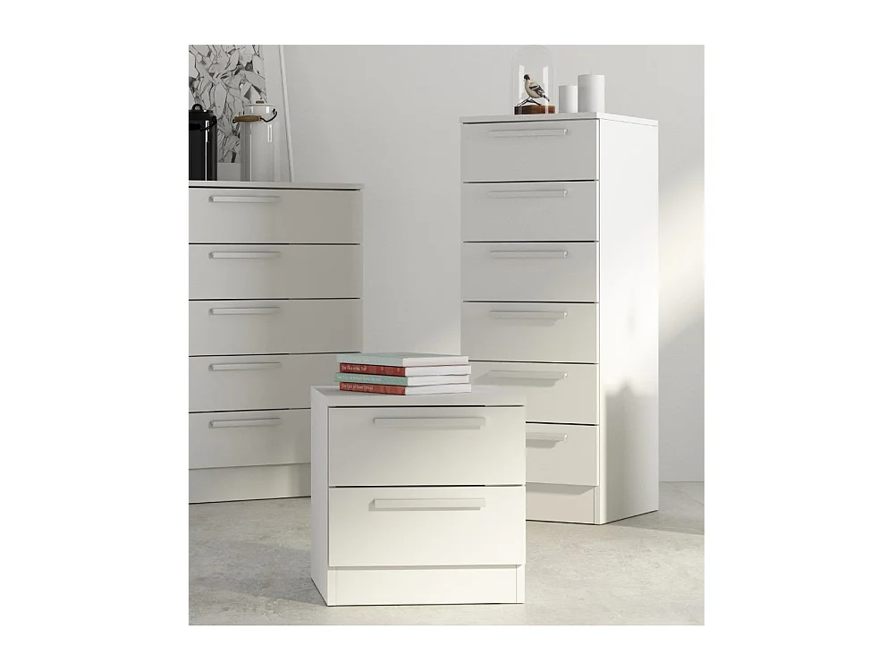 Sinfonier de 6 cajones de 108x40x40 cm compacto de madera aglomerada en color blanco Cube