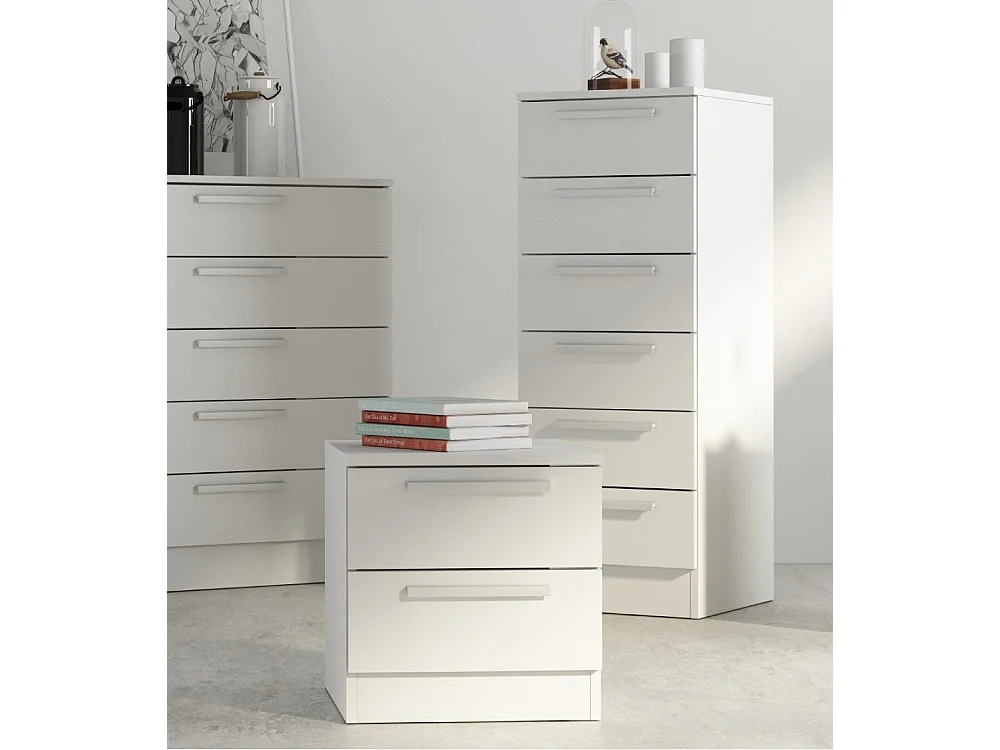 Sinfonier de 6 cajones de 108x40x40 cm compacto de madera aglomerada en color blanco Cube